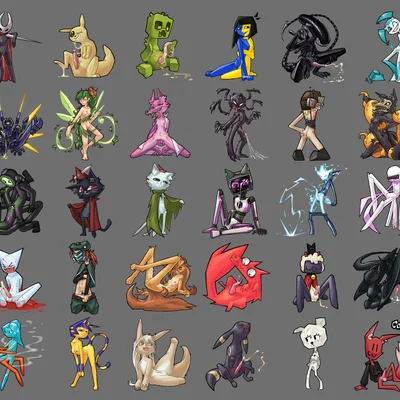 ankha (animal crossing), apogee (tinygaypirate), beebee (adventures with anxiety) (adventures with anxiety, alien (franchise)) created by comfortik