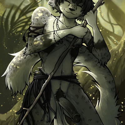 anthro, balls, black body, black fur