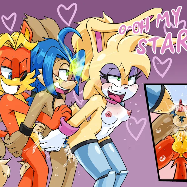 antoine d'coolette, bunnie rabbot, yuki (cabstercabby) (archie comics, sega) created by extraspecialzone