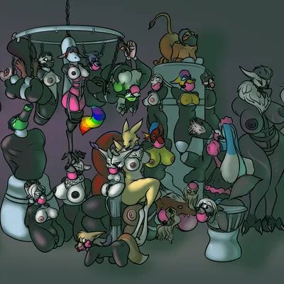 arkose (slyenigmafox), bev (bevwin), dravix (dravix) (bandai namco, digimon) created by raevild
