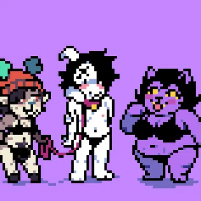 asriel dreemurr, boyband asriel, catty cattenheimer (deltarune, undertale) created by dracozhilla
