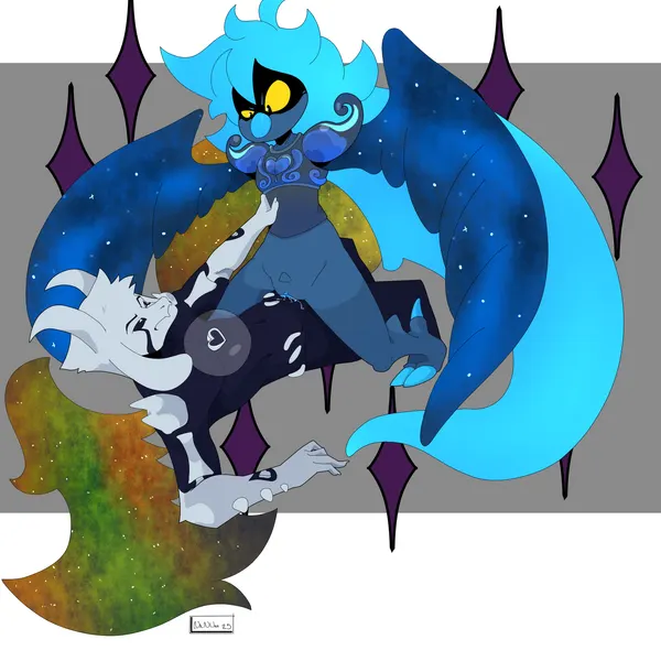 asriel dreemurr (god form), martlet (zenith form) (undertale, undertale (series)) created by nanuna