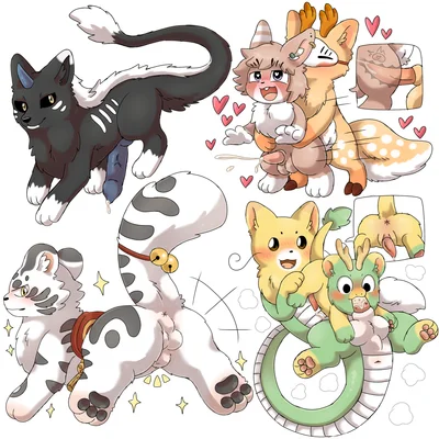 bajing (fabulous beasts), diting (fabulous beasts), erliang (fabulous beasts) (asian mythology, chinese mythology) created by furichipiku