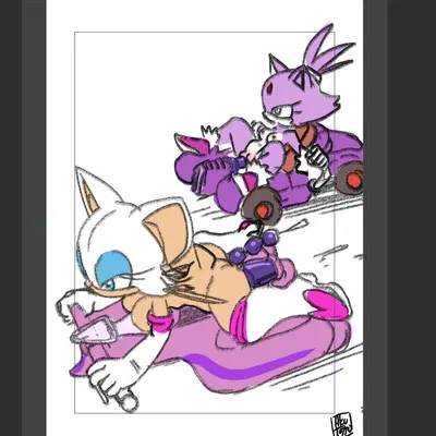 blaze the cat, rouge the bat (sega, sonic the hedgehog (series)) created by aku tojyo, avoid posting