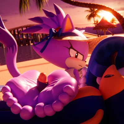 blaze the cat, sonic the hedgehog (sega, sonic the hedgehog (series)) created by milkmeister3d