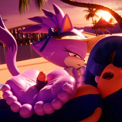 blaze the cat, sonic the hedgehog (sega, sonic the hedgehog (series)) created by milkmeister3d