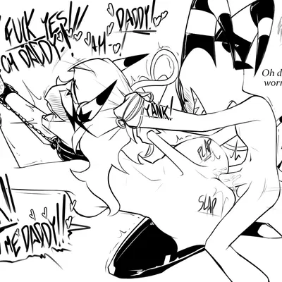 blitzo (helluva boss), verosika mayday (hellaverse, helluva boss) created by potatonebula