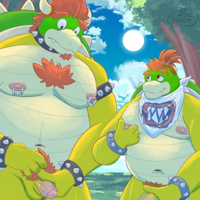 bowser, bowser jr. (mario bros, nintendo) created by breadpanda