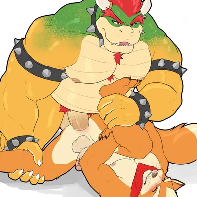 bowser, fox mccloud (mario bros, nintendo) created by ligoni