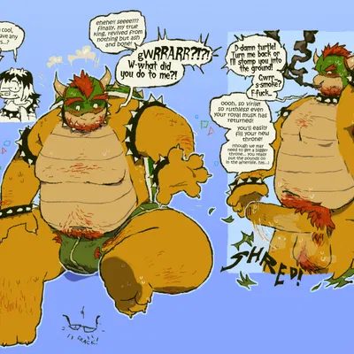bowser, kamek (mario bros, mythology) created by snunkies