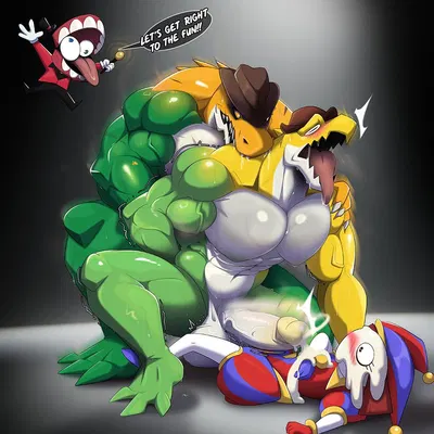 caine (tadc), evil gummigoo (tadc), gummigoo (tadc) (glitch productions, the amazing digital circus) created by zaqiizawa