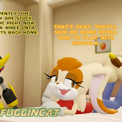 chocola the chao, gemerl (sonic), vanilla the rabbit (sega, sonic the hedgehog (series)) created by thomasfuggincat