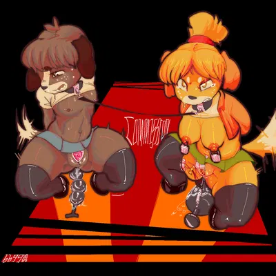 digby (animal crossing), isabelle (animal crossing) (animal crossing, nintendo) created by bbgg (artist)