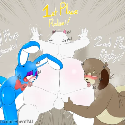 digby (animal crossing), ralsei, toy bonnie (fnaf) (animal crossing, deltarune) created by masterj291