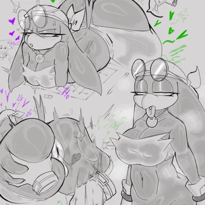 fan character, vector the crocodile, wave the swallow (sega, sonic riders) created by pung