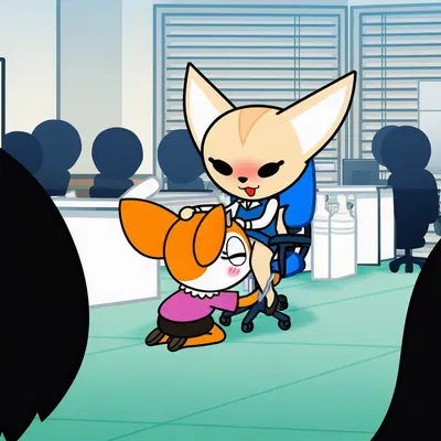 fenneko (aggretsuko), tsunoda (aggretsuko) (aggretsuko, sanrio) created by boxen549