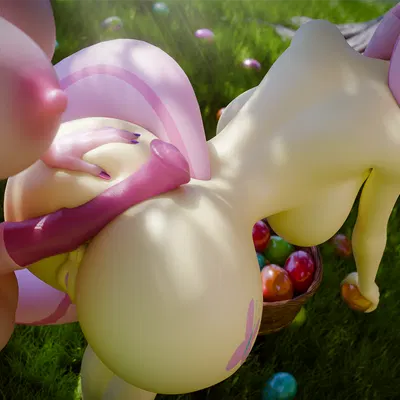 fluttershy (mlp), pinkie pie (mlp) (easter, friendship is magic) created by sunylira3d