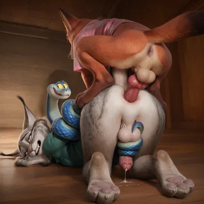 gary de'snake, nick wilde, pawbert lynxley (disney, zootopia) created by sysns