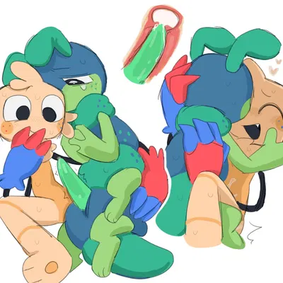 goob (dandy's world), squirm (dandy's world) (blushcrunch studio, dandy's world) created by aen art