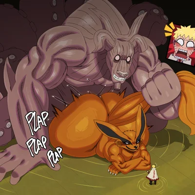 gyuki (naruto), kurama, naruto uzumaki (naruto) created by sssonic2
