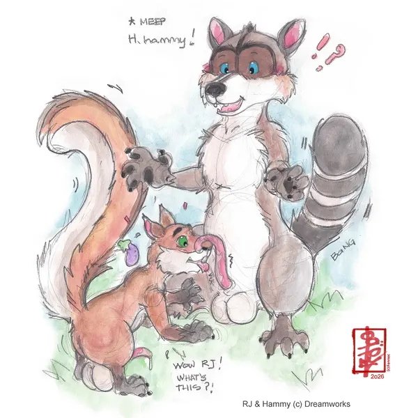 hammy (over the hedge), rj (over the hedge) (dreamworks, over the hedge) created by fennec (artist)