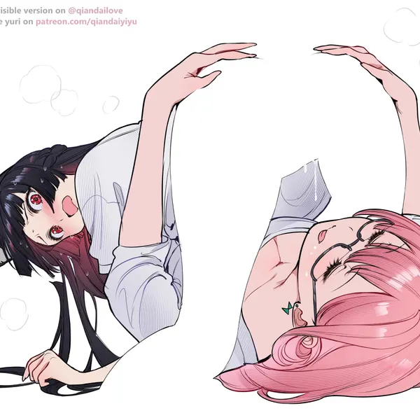hoshimi miyabi, tsukishiro yanagi (mihoyo, negative space oral (meme)) created by qiandaiyiyu