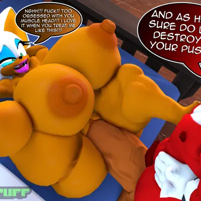 knuckles the echidna, rouge the bat (sega, sonic the hedgehog (series)) created by rocketspuff