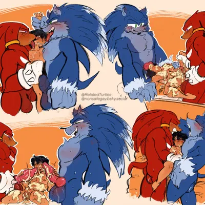 knuckles the echidna, sonic the hedgehog, sonic the werehog (sega, sonic the hedgehog (series)) created by relatedturtles