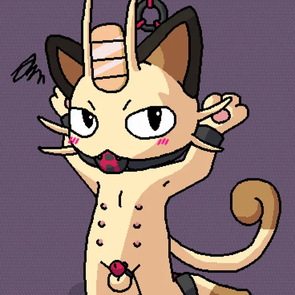meowth (team rocket) (nintendo, pokemon) created by pixel vibri