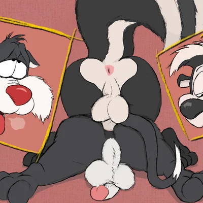 pepe le pew, sylvester (looney tunes) (looney tunes, warner brothers) created by cintoon