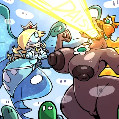 princess daisy, rosalina (mario) (mario bros, mythology) created by sachasketchy