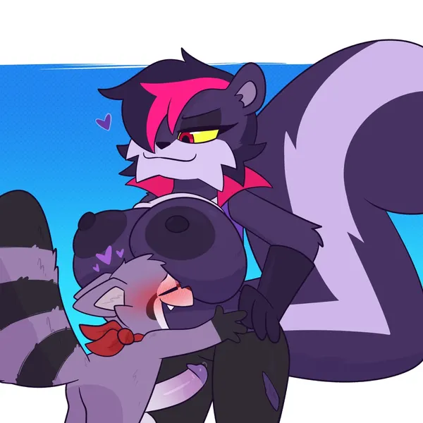 rambley raccoon, salem the skunk (indigo park) created by crushpepper