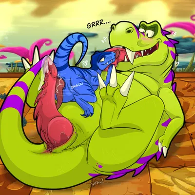 raptor (plants vs. zombies), t-rex (plants vs. zombies) (electronic arts, plants vs. zombies) created by derekdragon