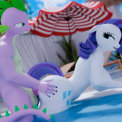 rarity (mlp), spike (mlp) (friendship is magic, hasbro) created by loveslove