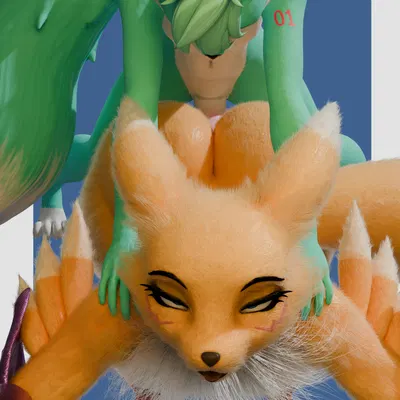 renamon (furromantic), roflfox, roflfox (alexw95) (bandai namco, digimon) created by roflfox (artist)