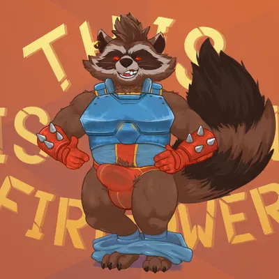 rocket raccoon (guardians of the galaxy, marvel) created by teamurr