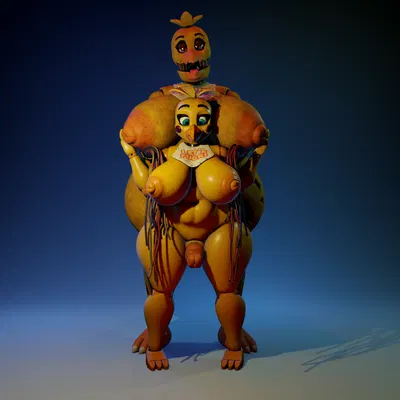 toy chica (fnaf), withered chica (fnaf) (five nights at freddy's, five nights at freddy's 2) created by lil'goober
