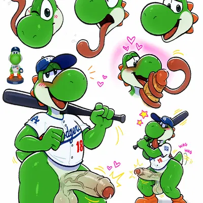 yoshi (character) (los angeles dodgers, mario bros) created by poppin