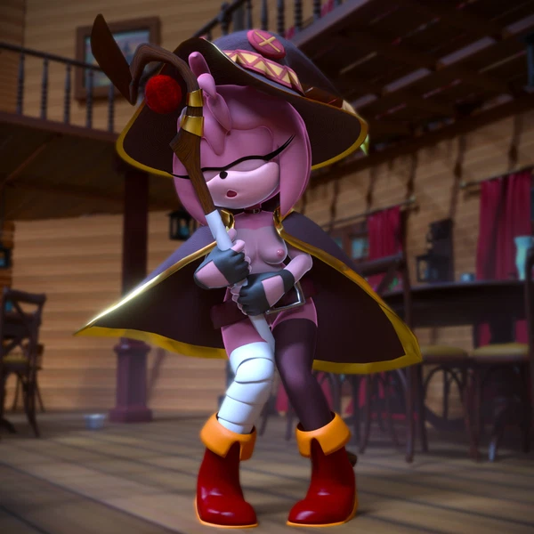 amy rose, megumin (konosuba) (konosuba: god's blessing on this wonderful world!, sega) created by hitmarker