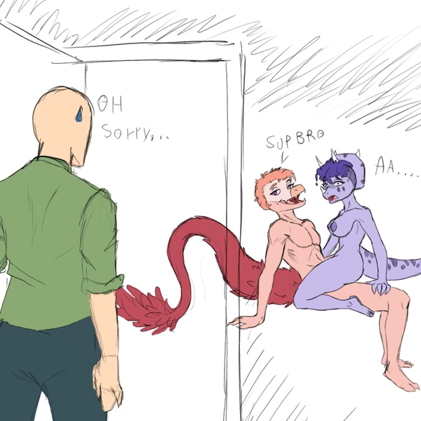 anon (snoot game), reed (gvh), trish (gvh) (cavemanon studios, goodbye volcano high) created by prometheuzone, third-party edit