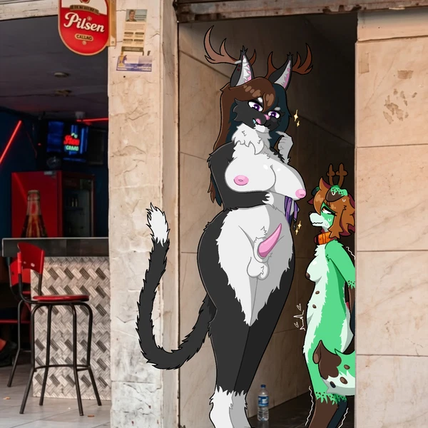 blair the deercat, mint the deerpuppy (a chance encounter) created by deerpuppyy