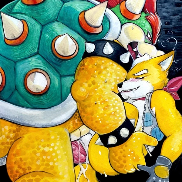 bowser, fox mccloud (mario bros, nintendo) created by ulala ko