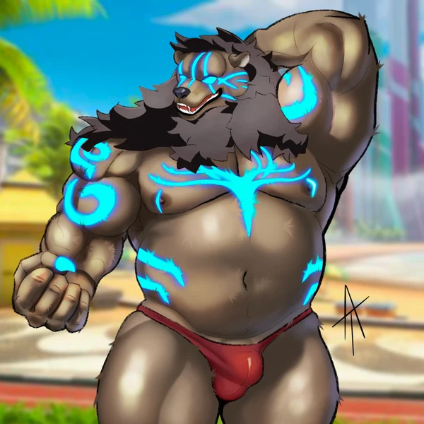 druid mauga, mauga (overwatch) (blizzard entertainment, overwatch) created by angry texy