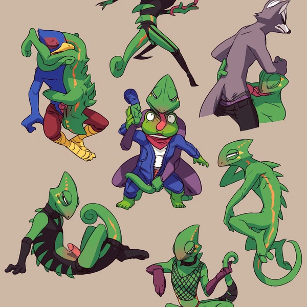 falco lombardi, leon powalski, slippy toad (nintendo, star fox) created by flookz