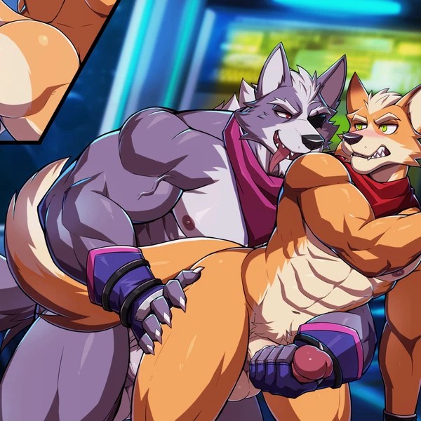 fox mccloud, wolf o'donnell (nintendo, star fox) created by drks