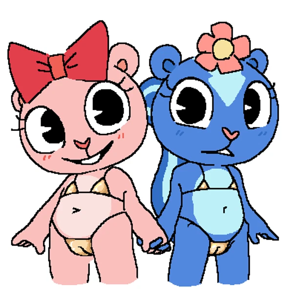 giggles (htf), petunia (htf) (golden week, happy tree friends) created by myra (artist)