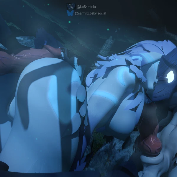 kindred (lol), lamb (lol), loona (helluva boss) (hellaverse, helluva boss) created by samtrix