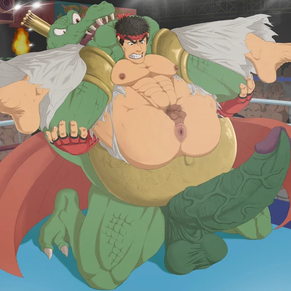 king k. rool, ryu (street fighter) (capcom, donkey kong (series)) created by jundraws