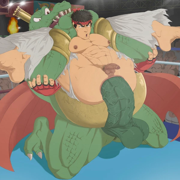 king k. rool, ryu (street fighter) (capcom, donkey kong (series)) created by jundraws
