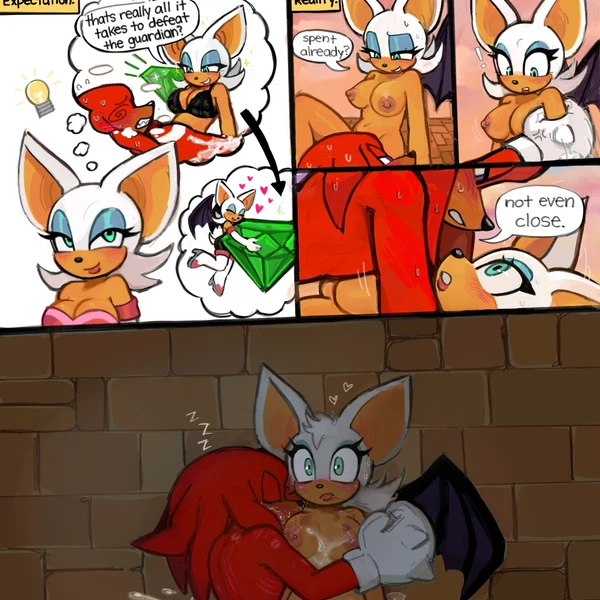 knuckles the echidna, rouge the bat (sega, sonic the hedgehog (series)) created by luluu